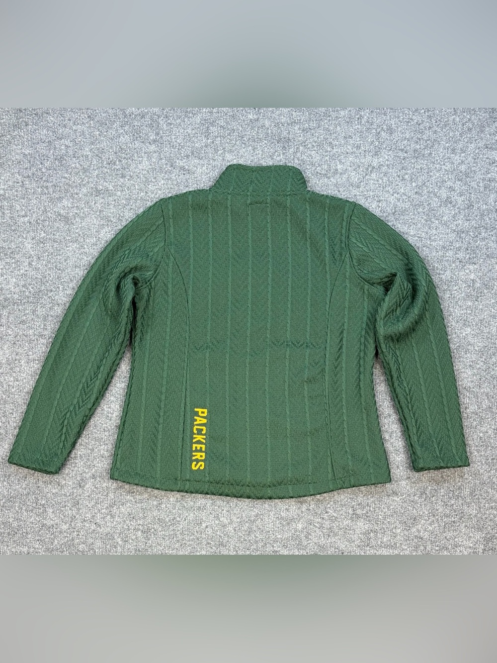 NFL Green Bay Packers Textured Full Zip Pockets Jacket Womens L Fleece Mock Neck - Picture 7 of 13